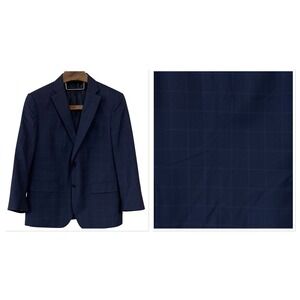 Ermenegildo Zegna Loop SFA Navy Windowpane Blazer Modern Fit Wool Silk Work 42S